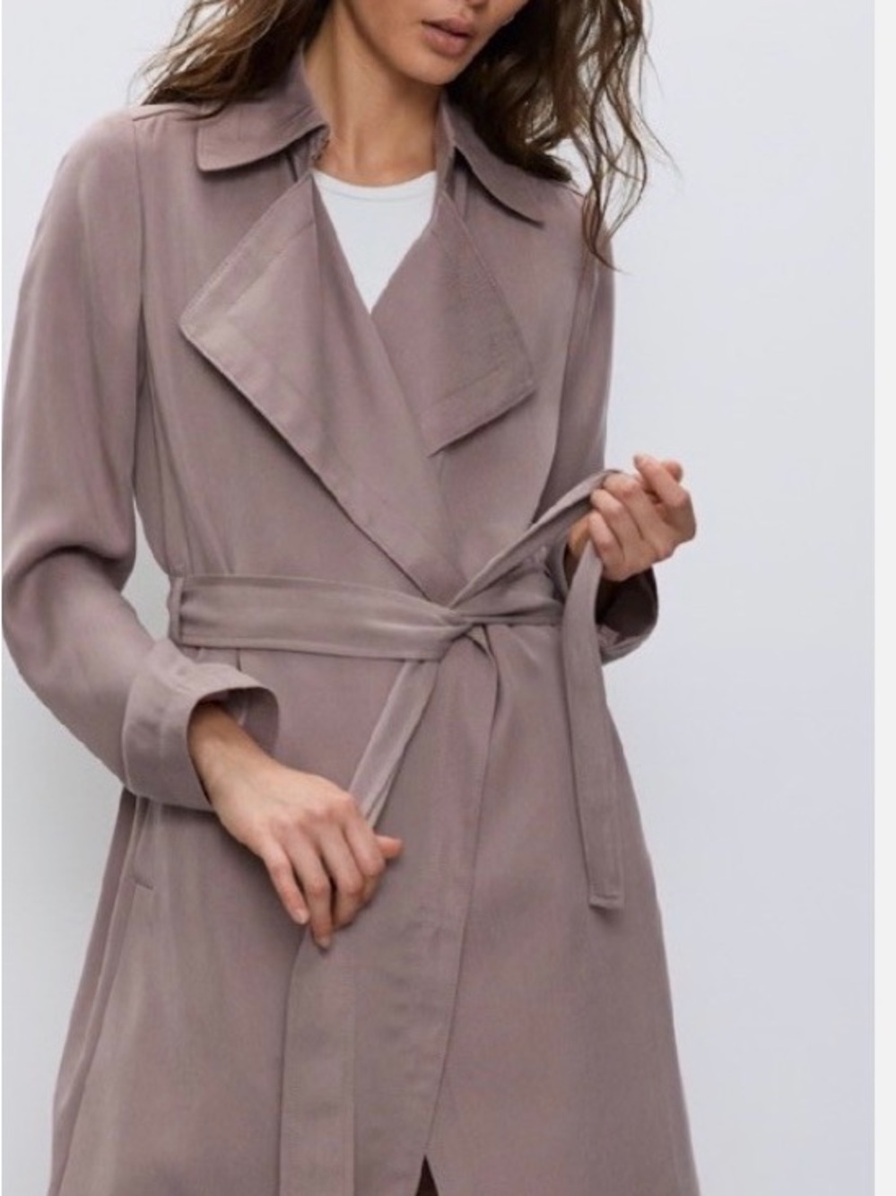 BABATON Aritzia Maximo Tencel Belted Trench Coat Jacket
Stone Taupe